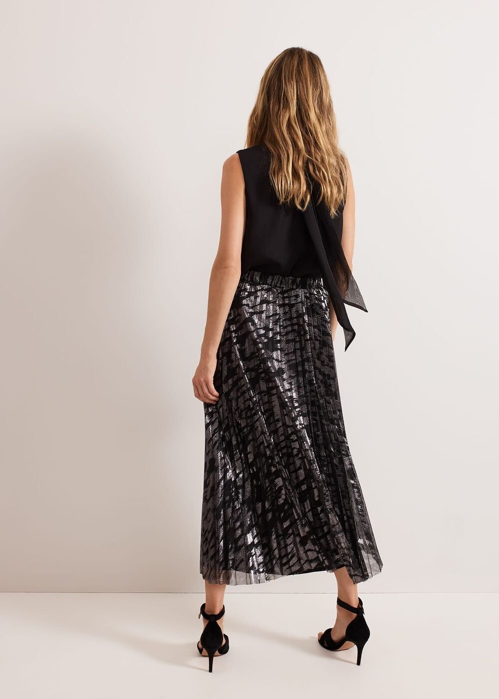 Zoe Metallic Pleated Skirt - Metallic