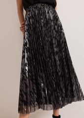 Zoe Metallic Pleated Skirt - Metallic