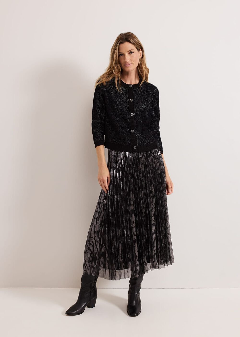 Zoe Metallic Pleated Skirt - Metallic
