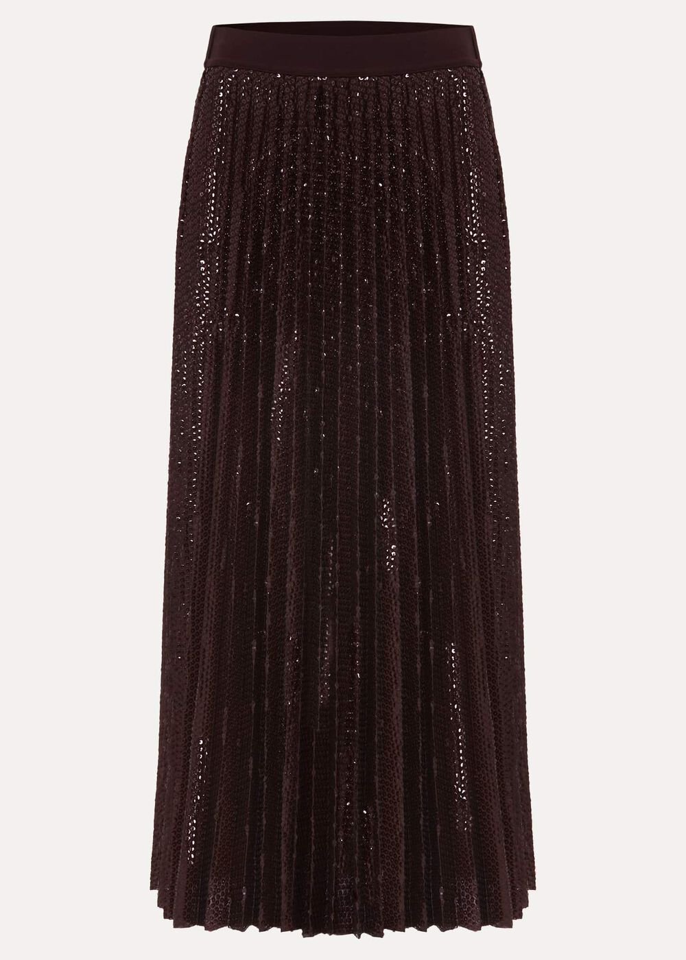 Alaina Sequin Pleated Skirt - Burgundy