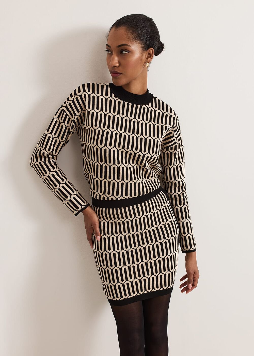 Tanya Lurex Geo Mini Skirt - Gunmetal