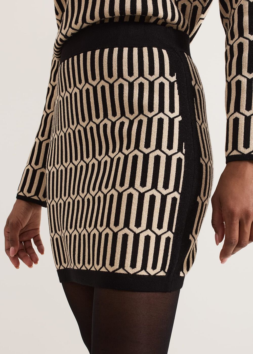 Tanya Lurex Geo Mini Skirt - Gunmetal