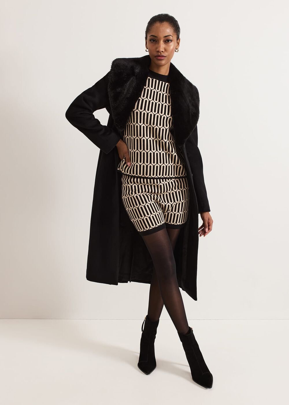 Tanya Lurex Geo Mini Skirt - Gunmetal