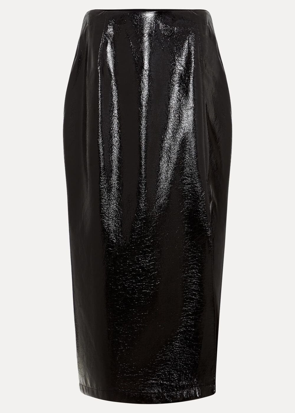 Tabby Black Vinyl Pu Pencil Skirt - Black