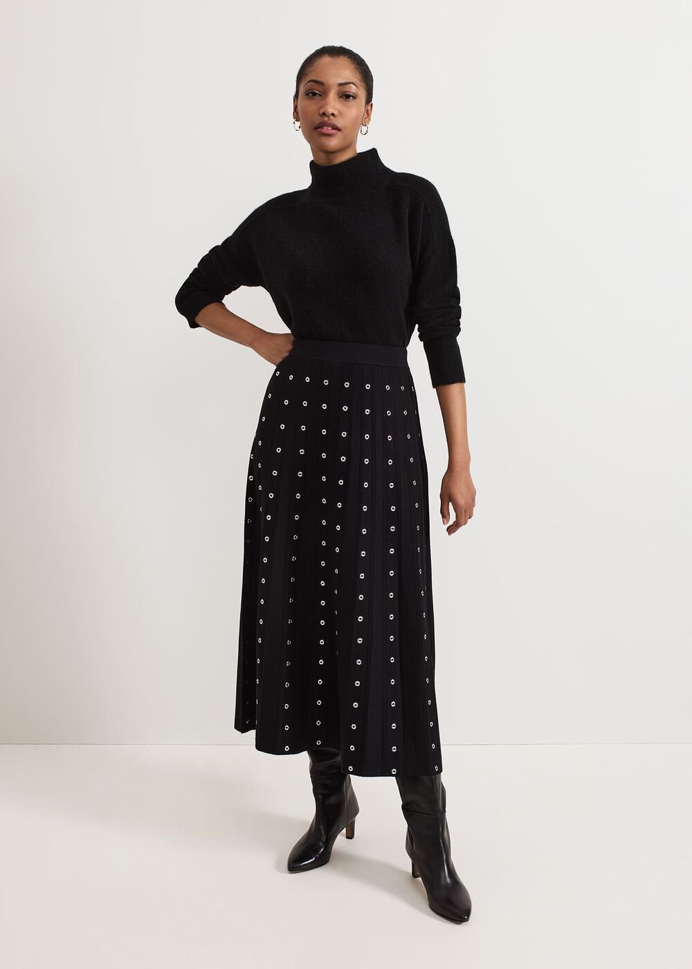 Emilia Eyelet Skirt - Black