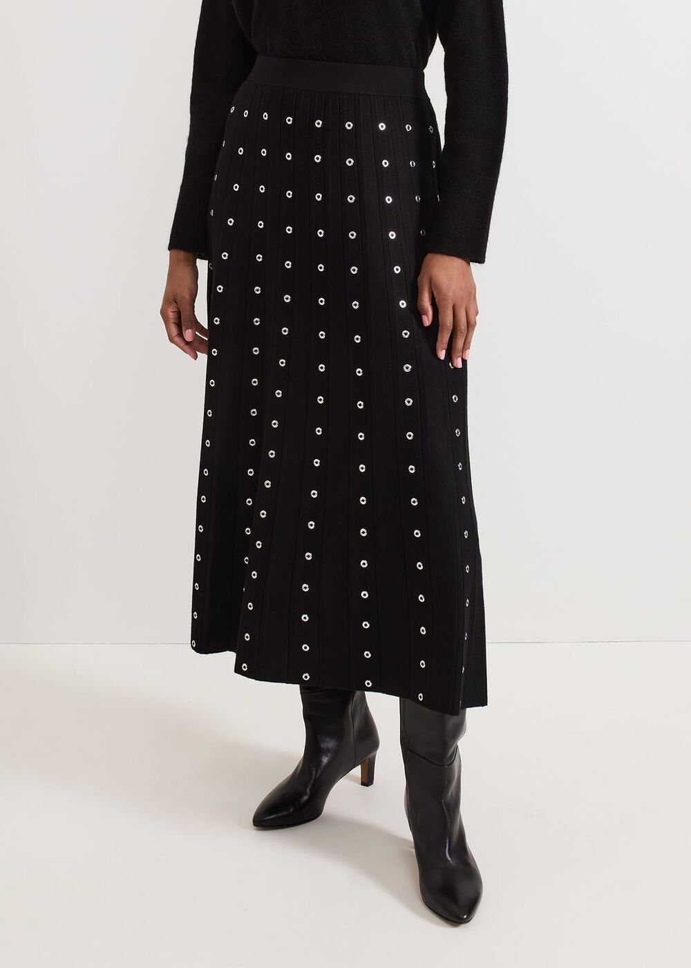 Emilia Eyelet Skirt - Black