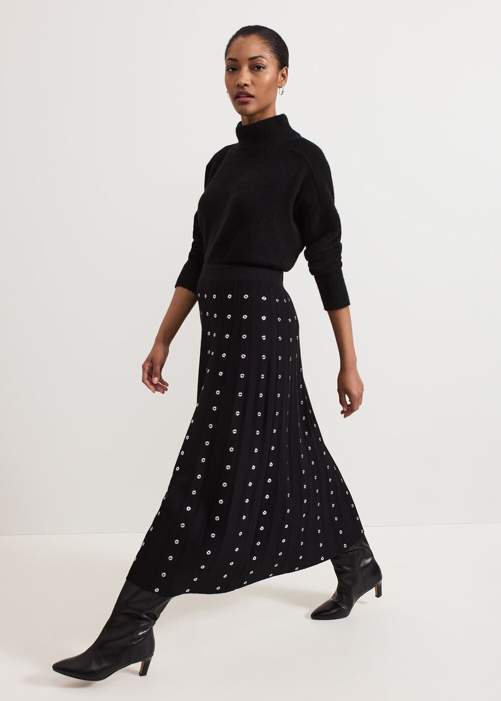 Emilia Eyelet Skirt - Black