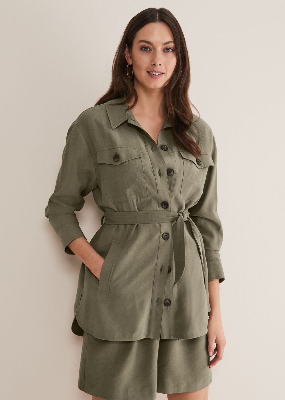 Leonar Co-Ord Shacket - Khaki
