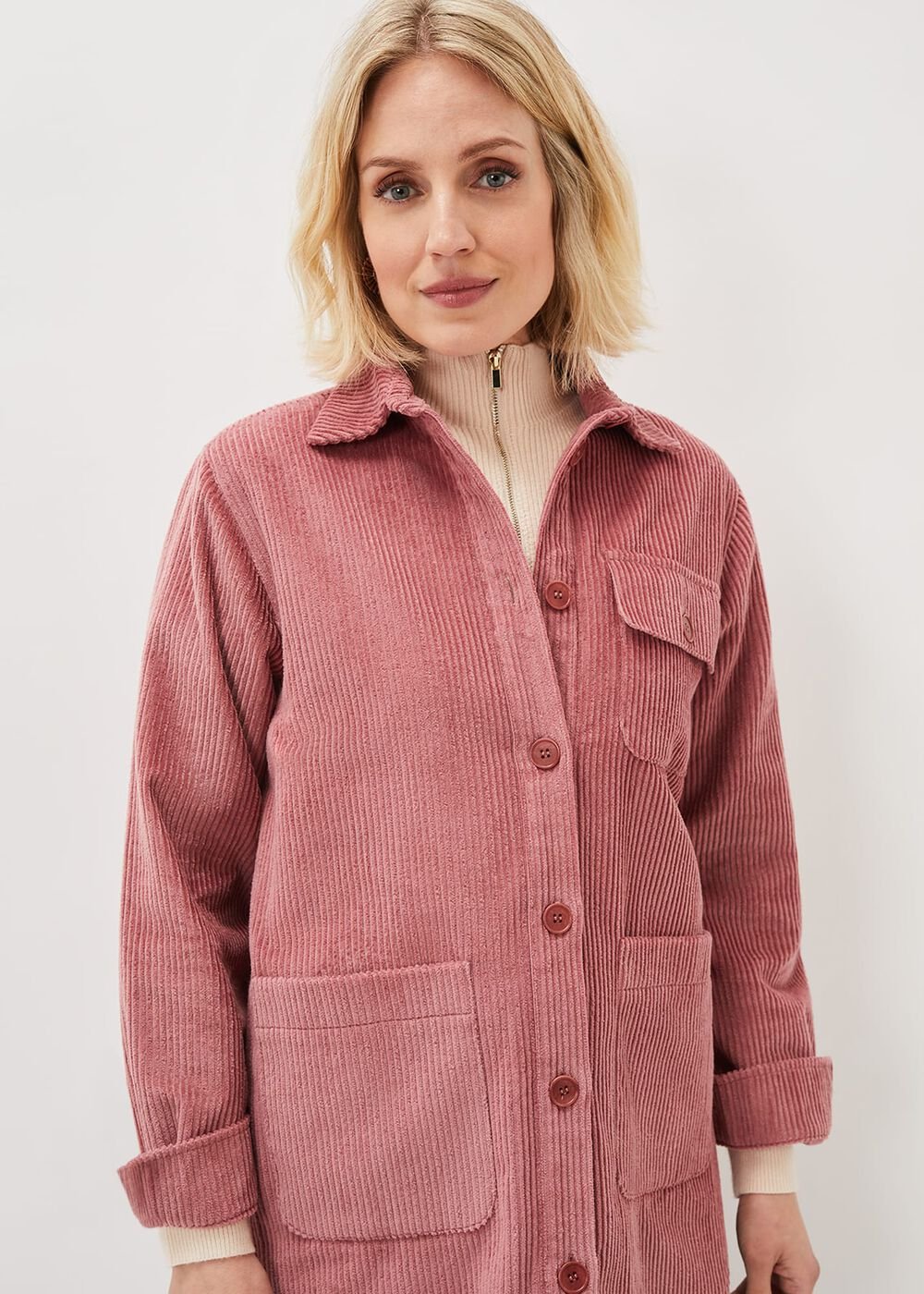 Katrina Cord Shacket - Rose