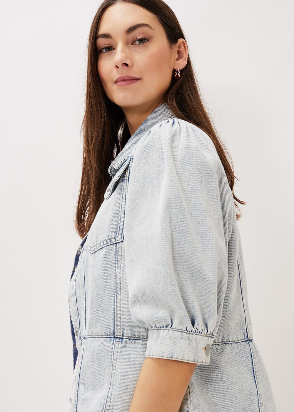 Karys Fashion Puff Sleeve Jacket - Denim