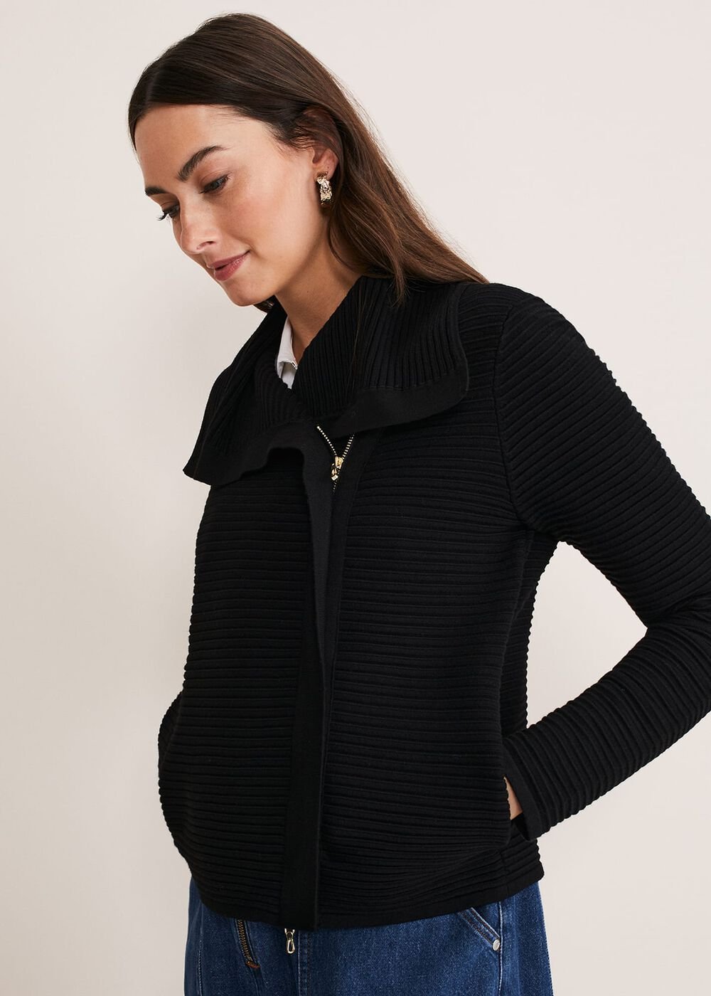 Wendy Ribbed Knit Jacket - Black
