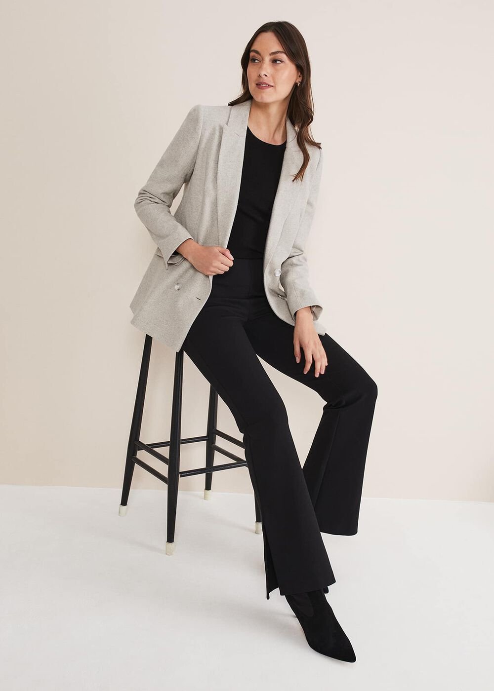 Drew Wool Blazer - Grey/Neutral