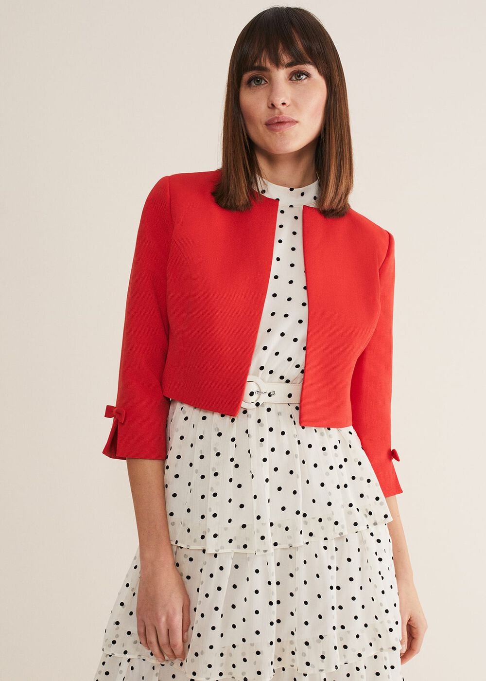 Zoele Bow Detail Jacket - Red