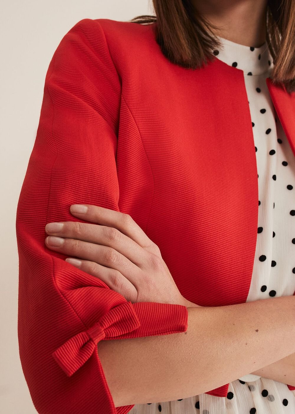 Zoele Bow Detail Jacket - Red