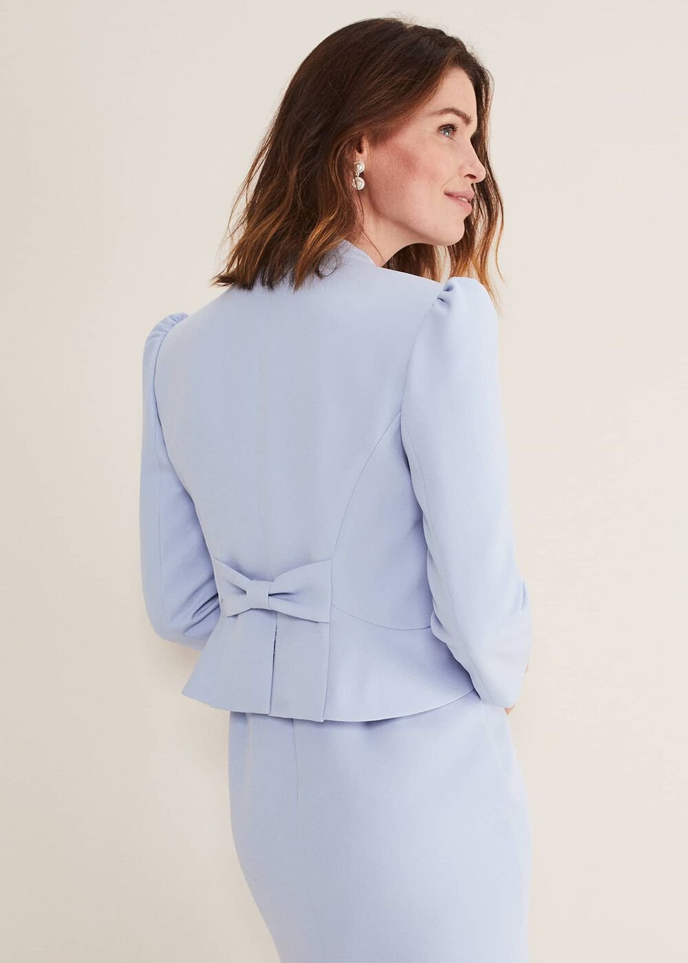 Isabella Bow Jacket - Light Cornflower