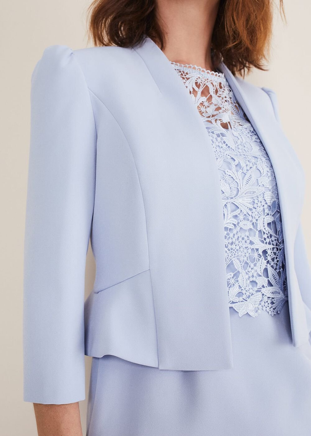 Isabella Bow Jacket - Light Cornflower