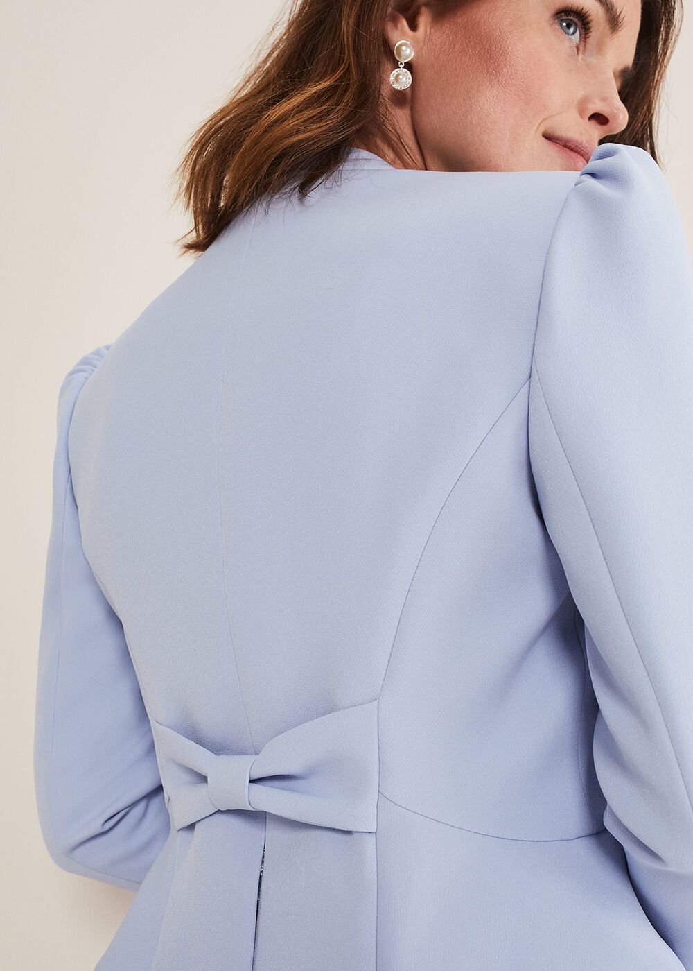 Isabella Bow Jacket - Light Cornflower