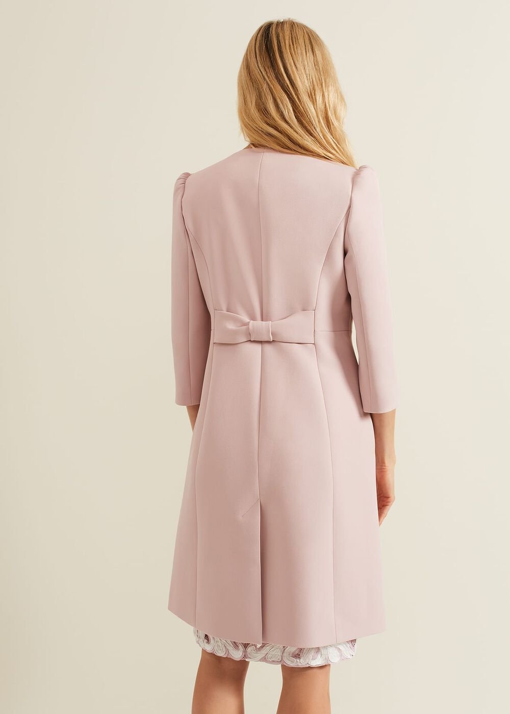 Venita Bow Long Jacket - Antique Rose