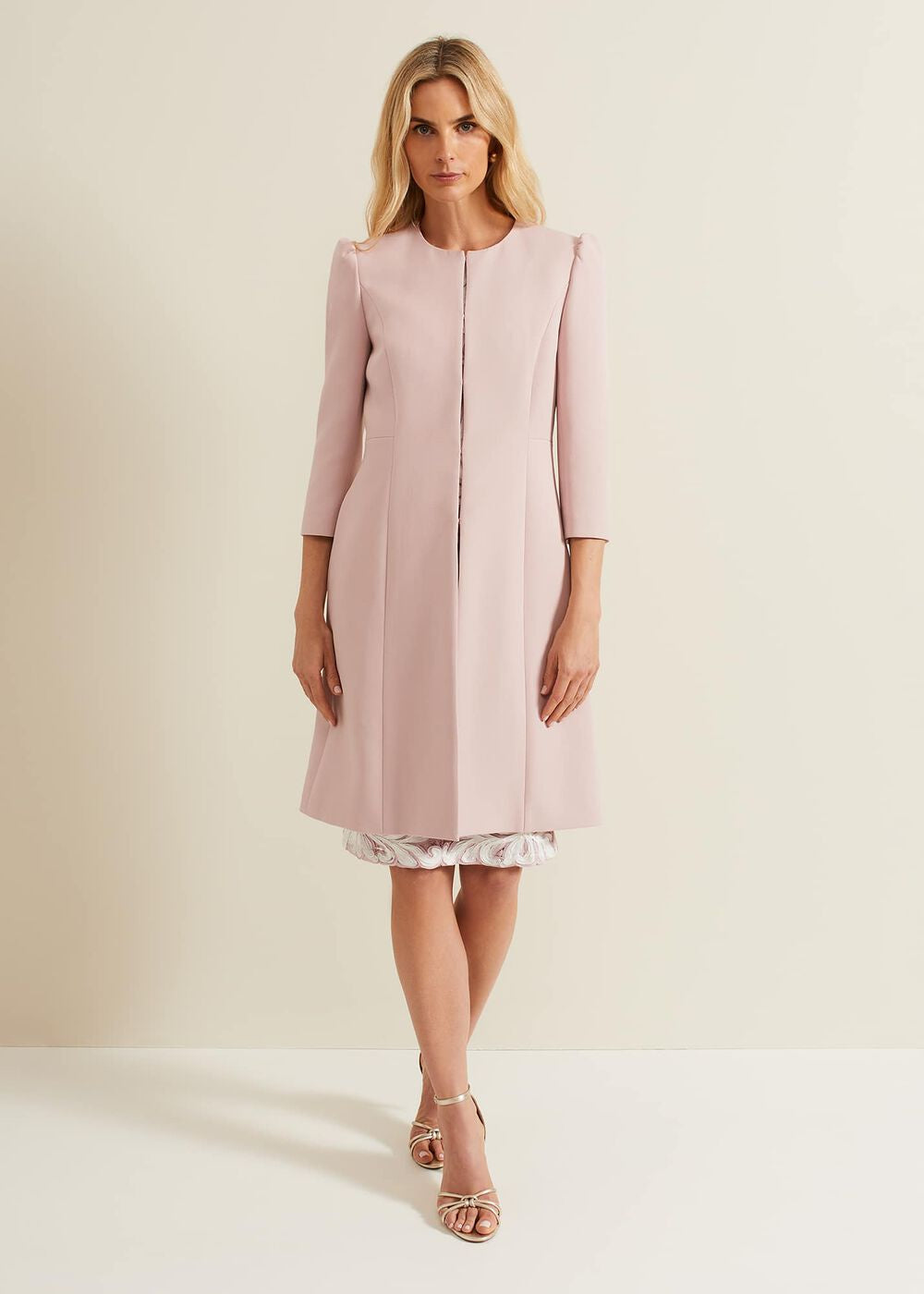 Venita Bow Long Jacket - Antique Rose