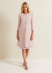 Venita Bow Long Jacket - Antique Rose