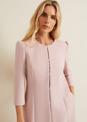 Venita Bow Long Jacket - Antique Rose