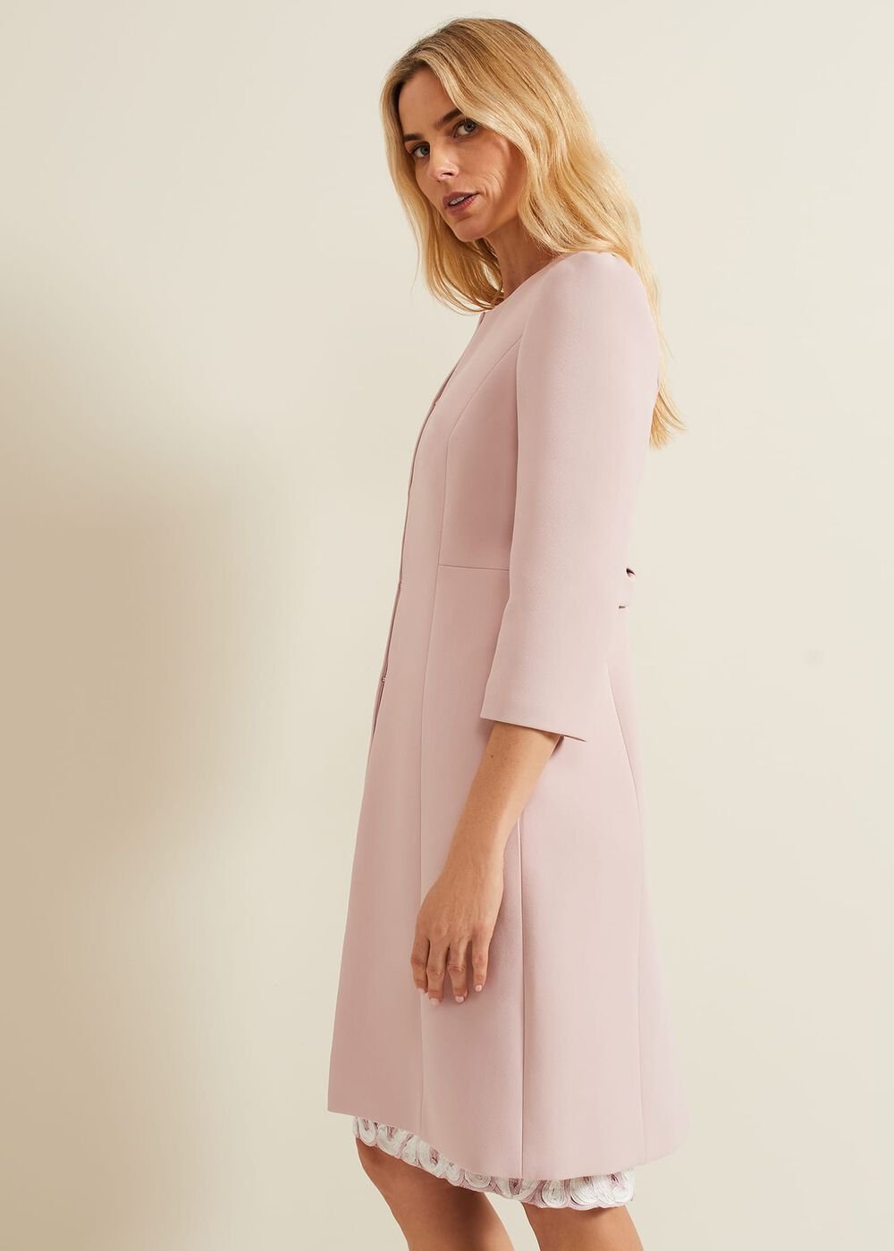 Venita Bow Long Jacket - Antique Rose