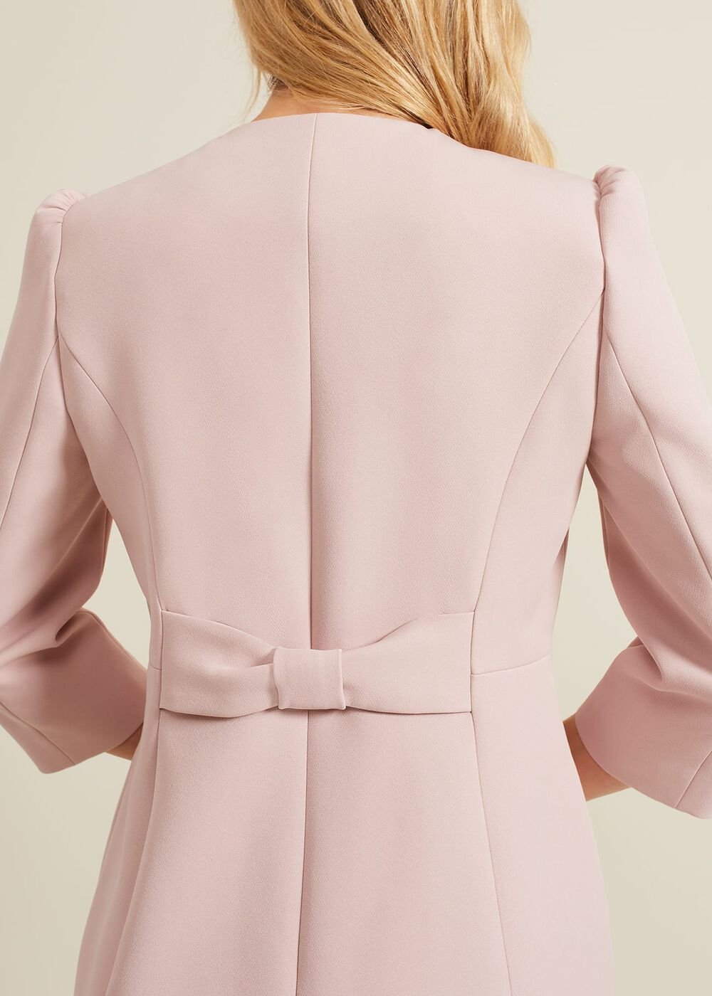 Venita Bow Long Jacket - Antique Rose