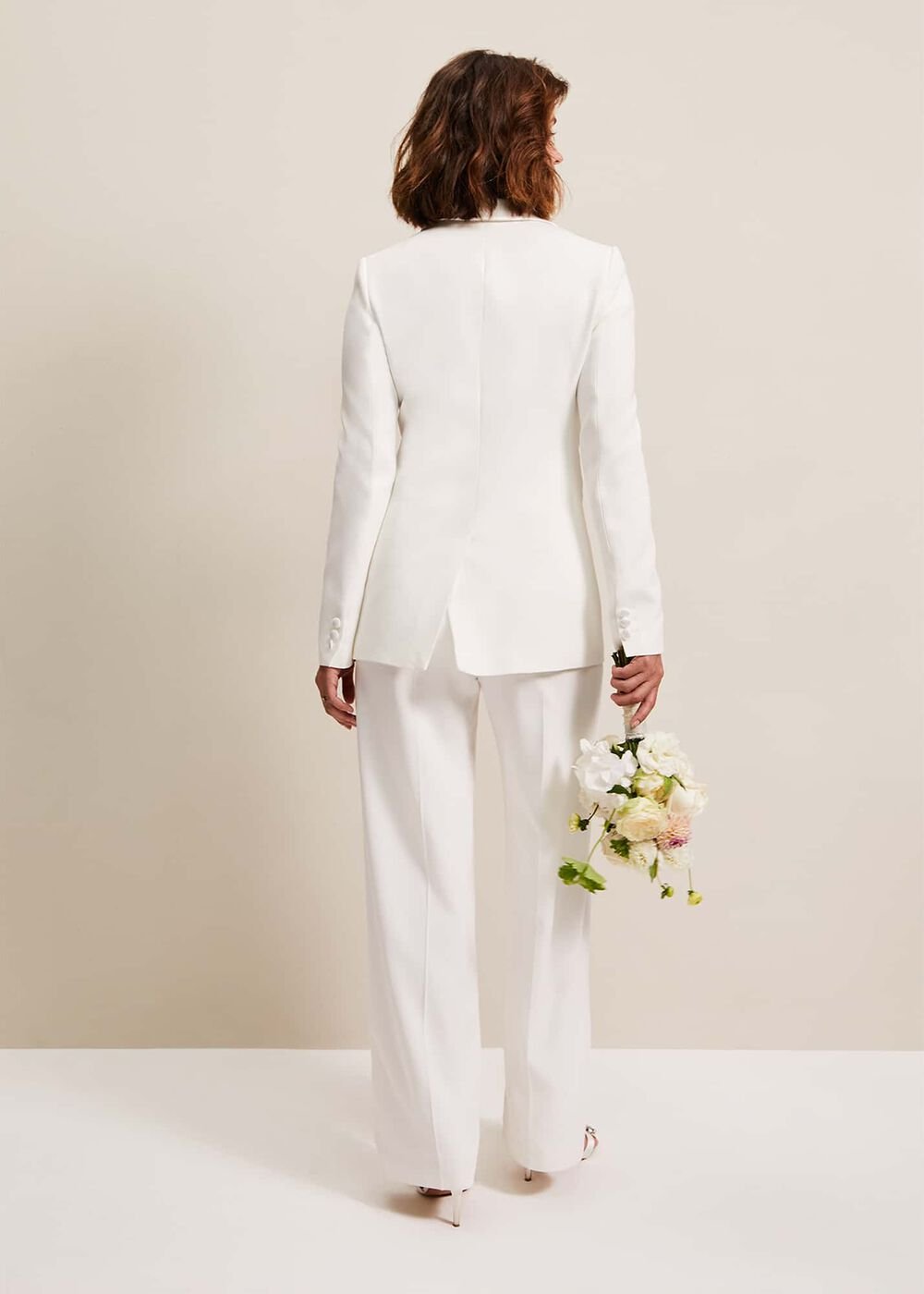 Beatriz White Satin Bridal Blazer - Ivory