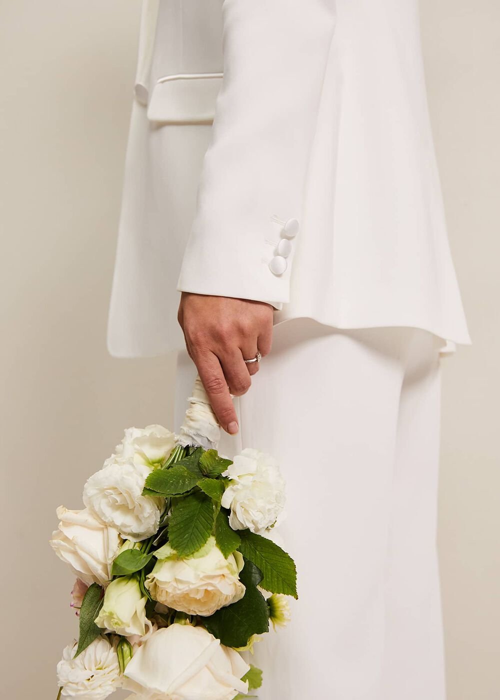 Beatriz White Satin Bridal Blazer - Ivory