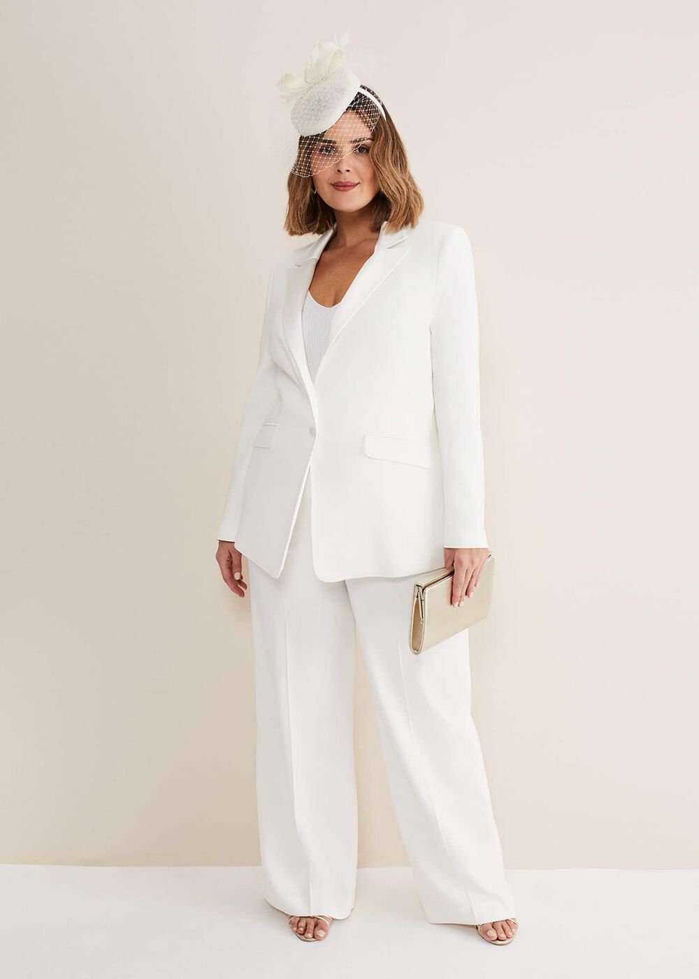 Beatriz White Satin Bridal Blazer - Ivory