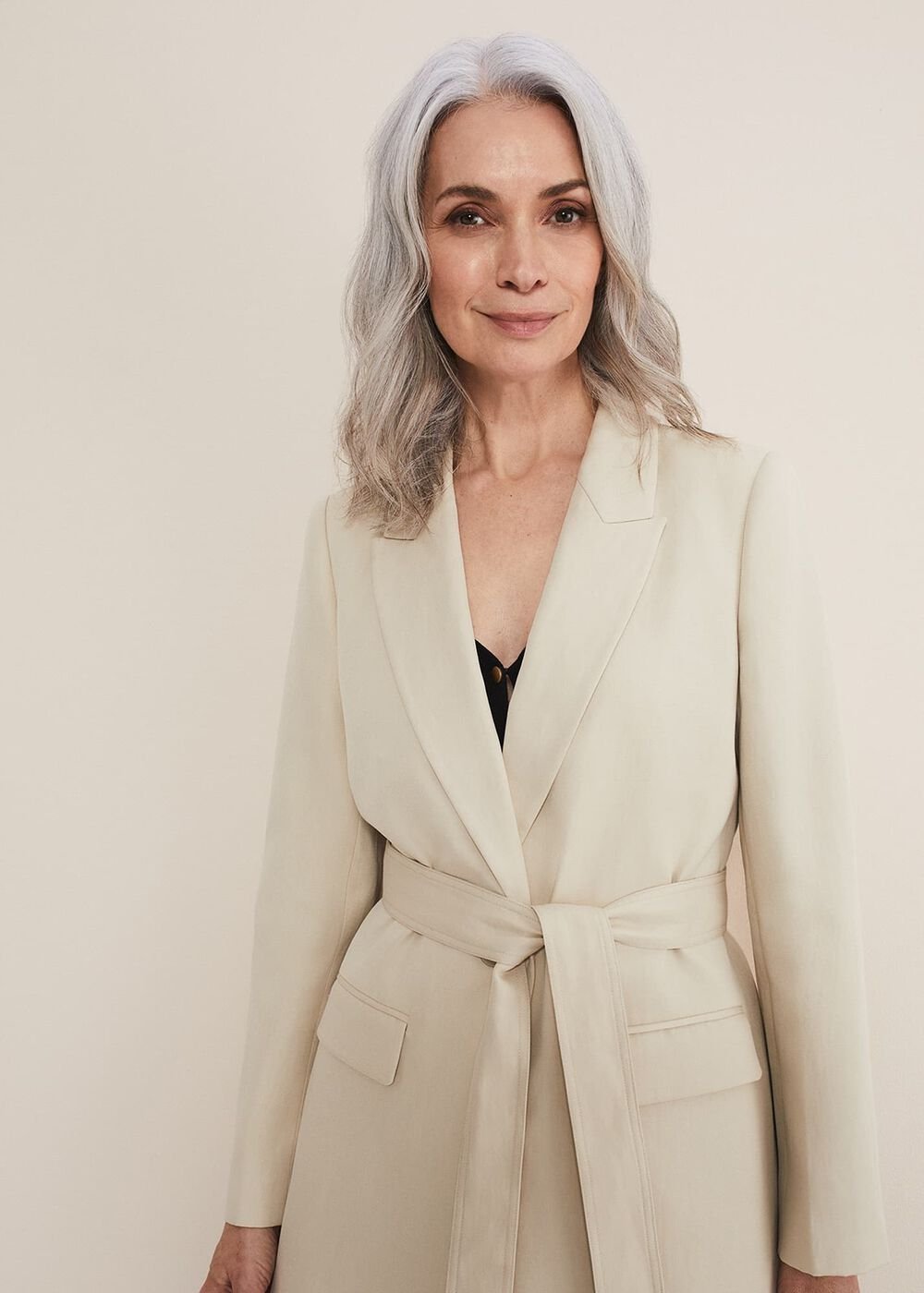 Inessa Linen Belted Blazer - Stone