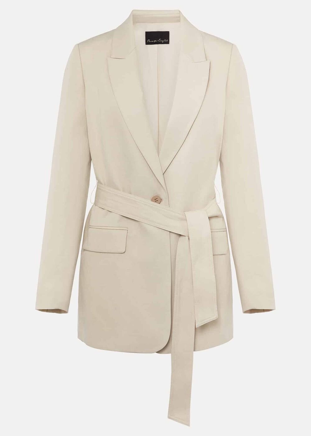Inessa Linen Belted Blazer - Stone