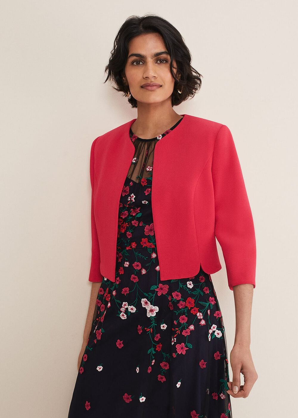 Cara Textured Jacket - Raspberry