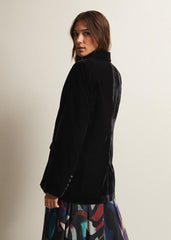 Avani Black Velvet Blazer - Black