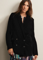 Avani Black Velvet Blazer - Black