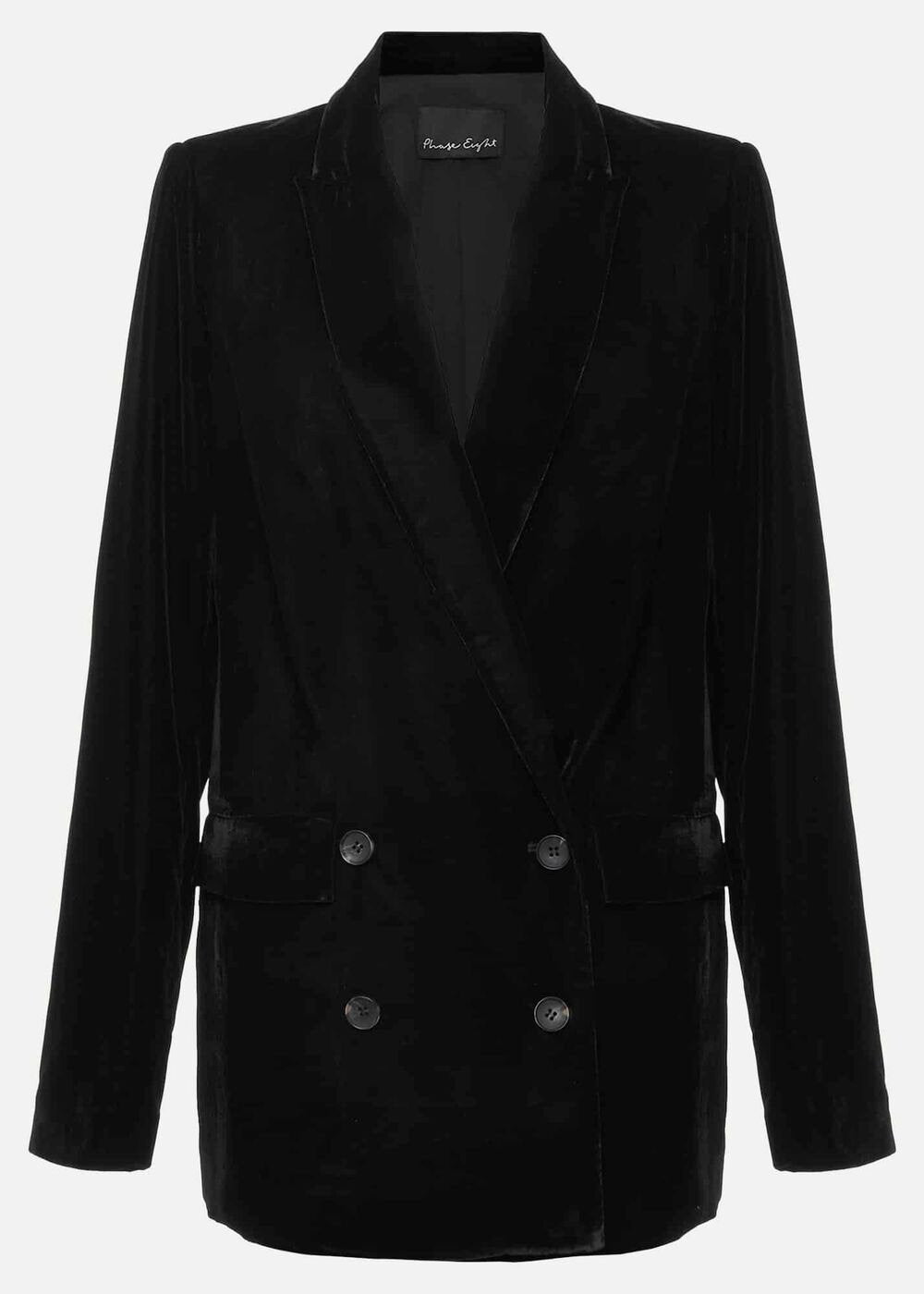 Avani Black Velvet Blazer - Black