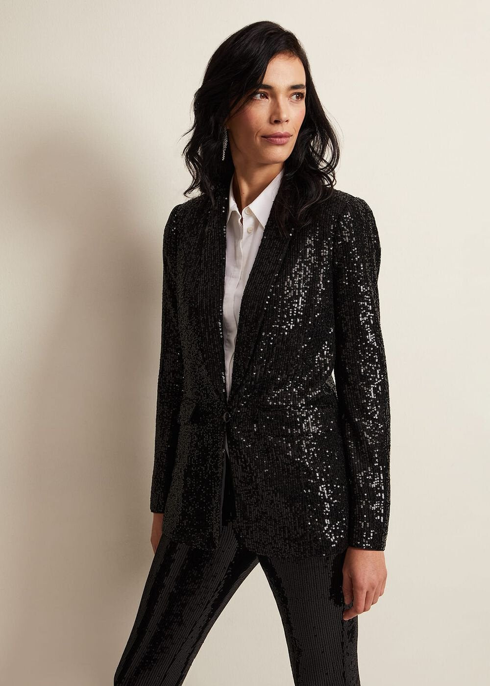 Ameera Sequin Soft Blazer - Black