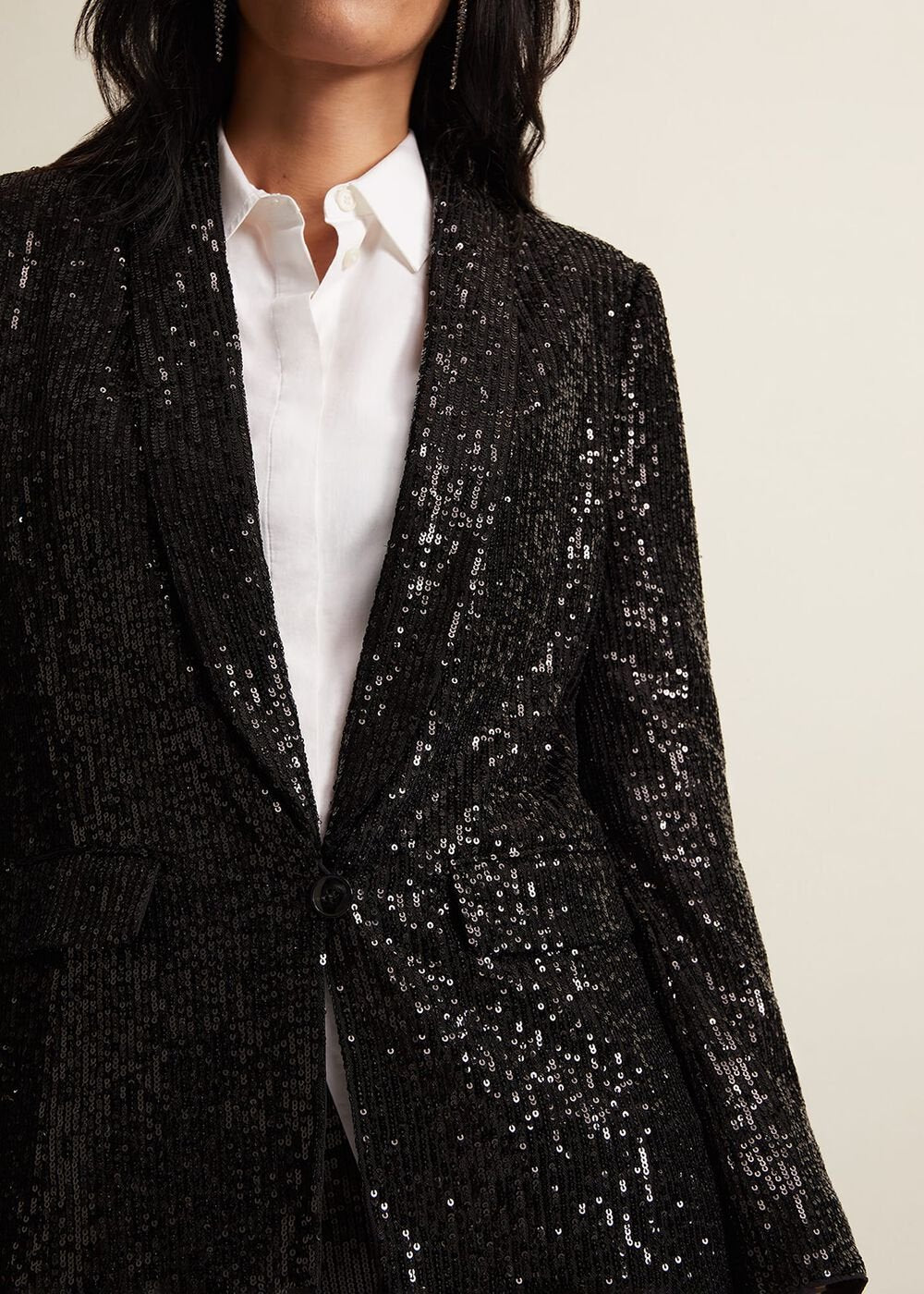 Ameera Sequin Soft Blazer - Black