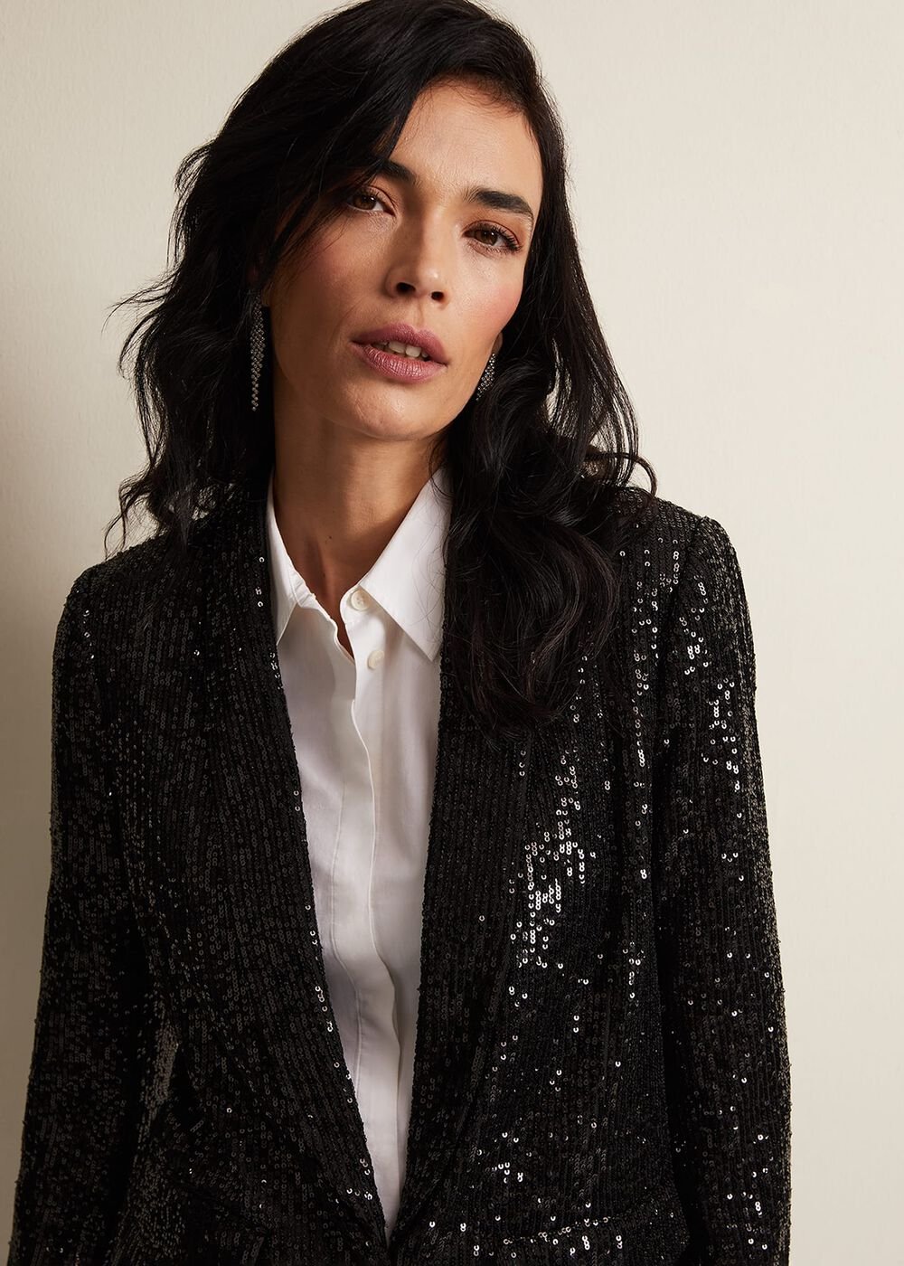 Ameera Sequin Soft Blazer - Black