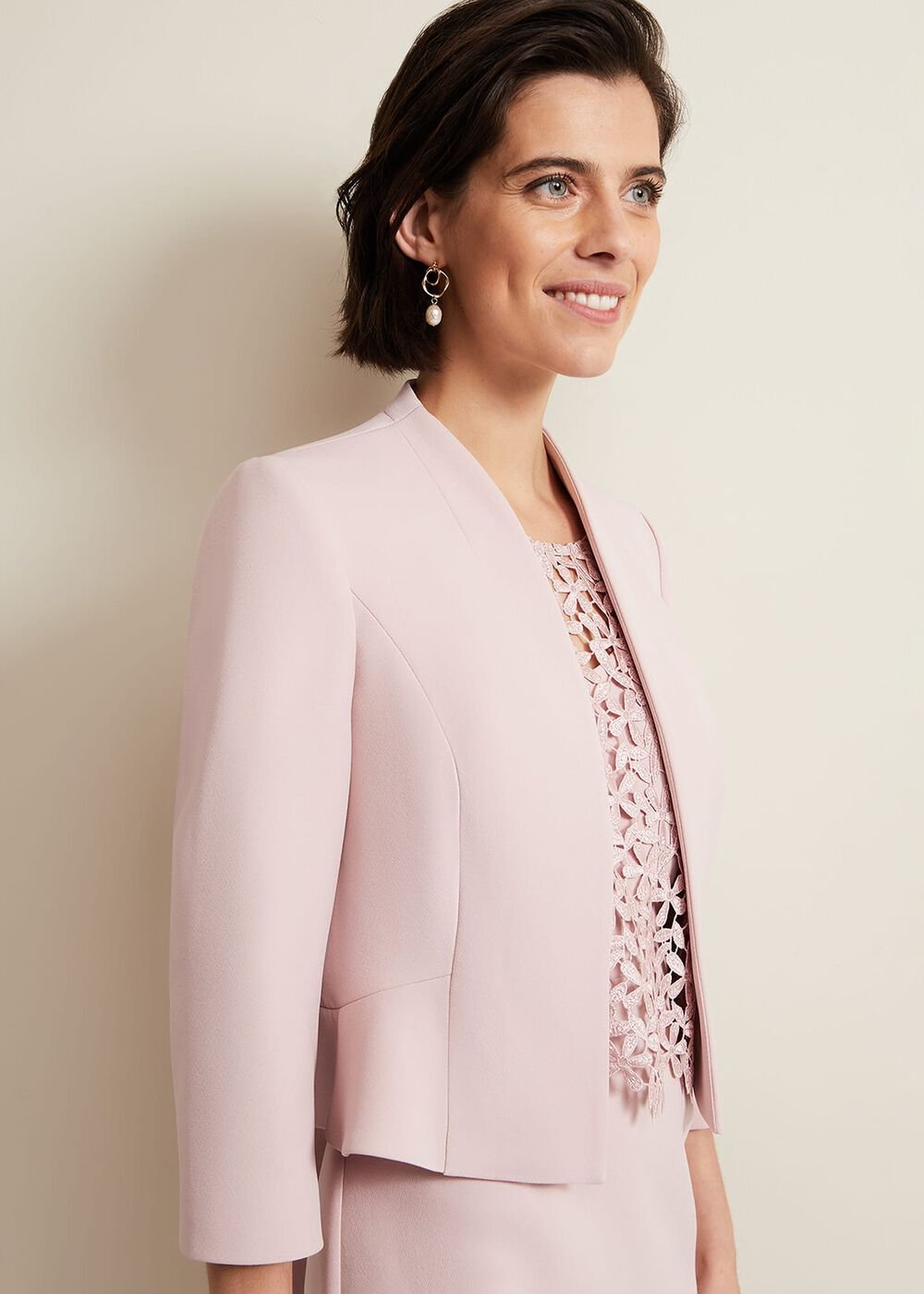 Daisy Peplum Jacket - Pale Pink