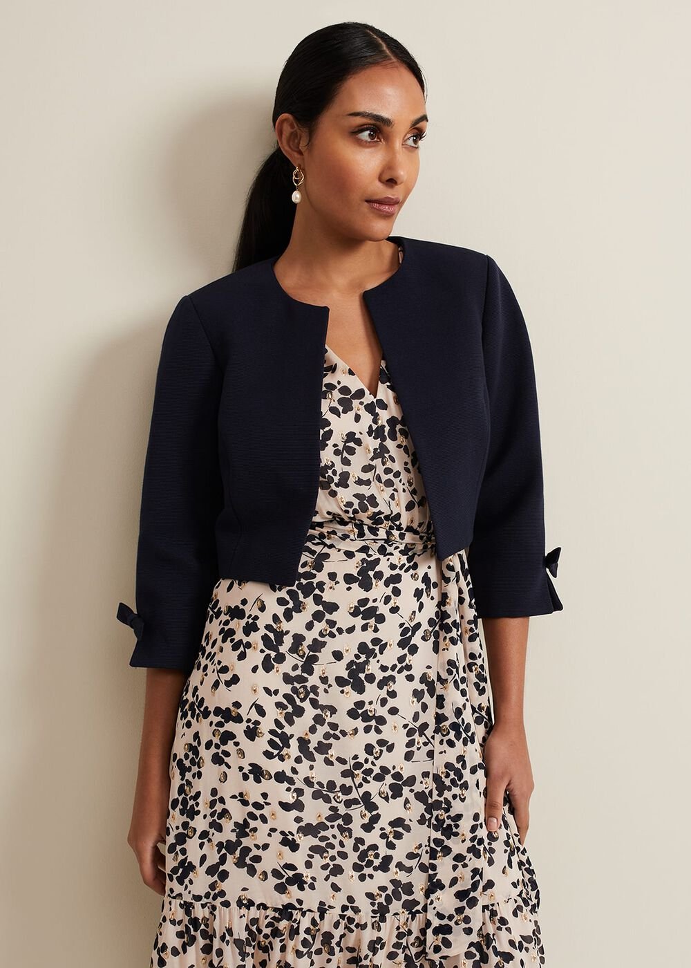 Petite Zoelle Bow Jacket - Navy