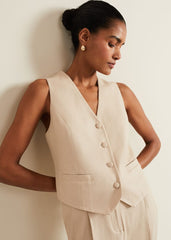 Addison Linen Waistcoat - Stone