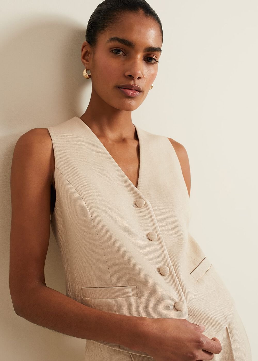 Addison Linen Waistcoat - Stone