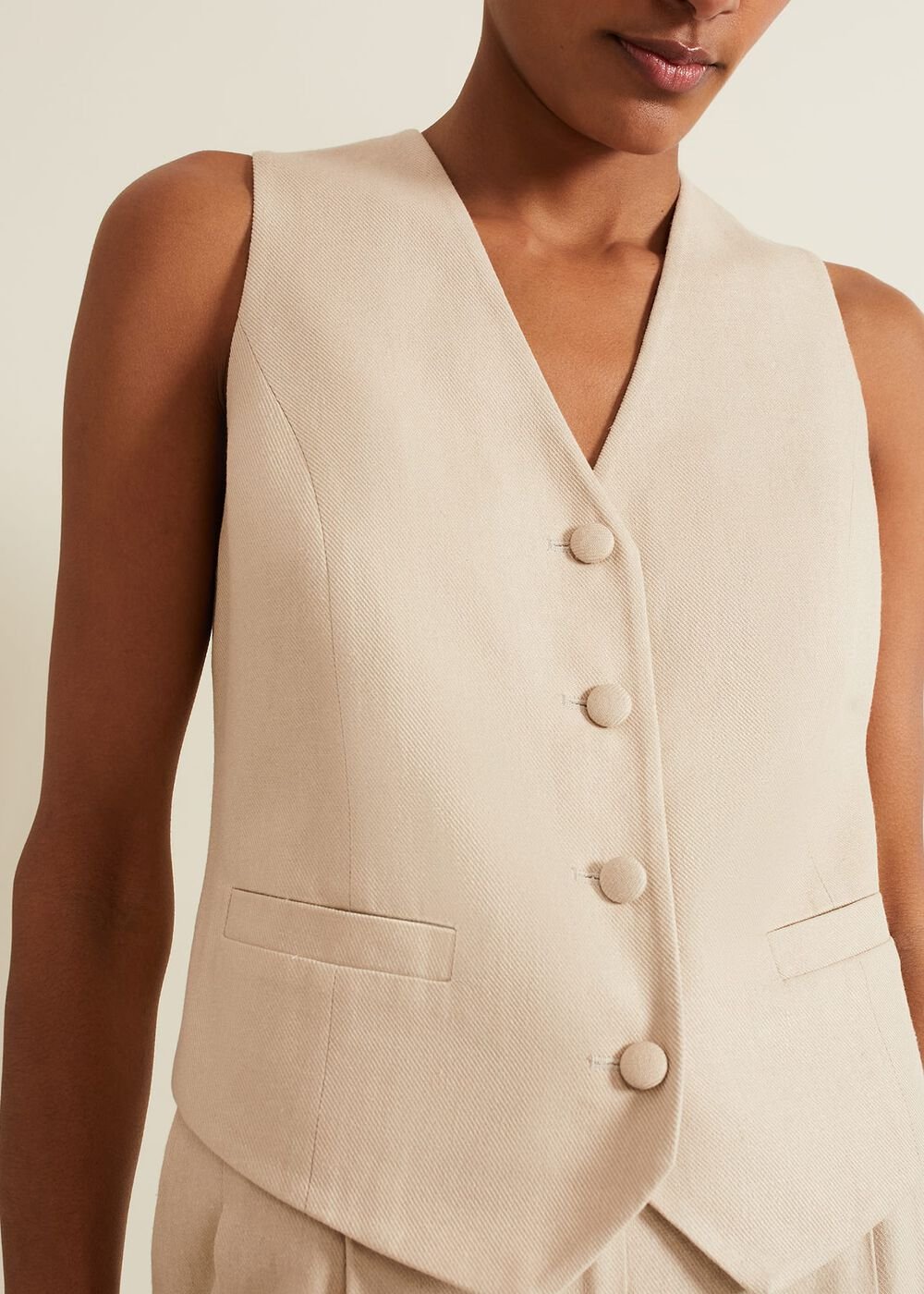 Addison Linen Waistcoat - Stone