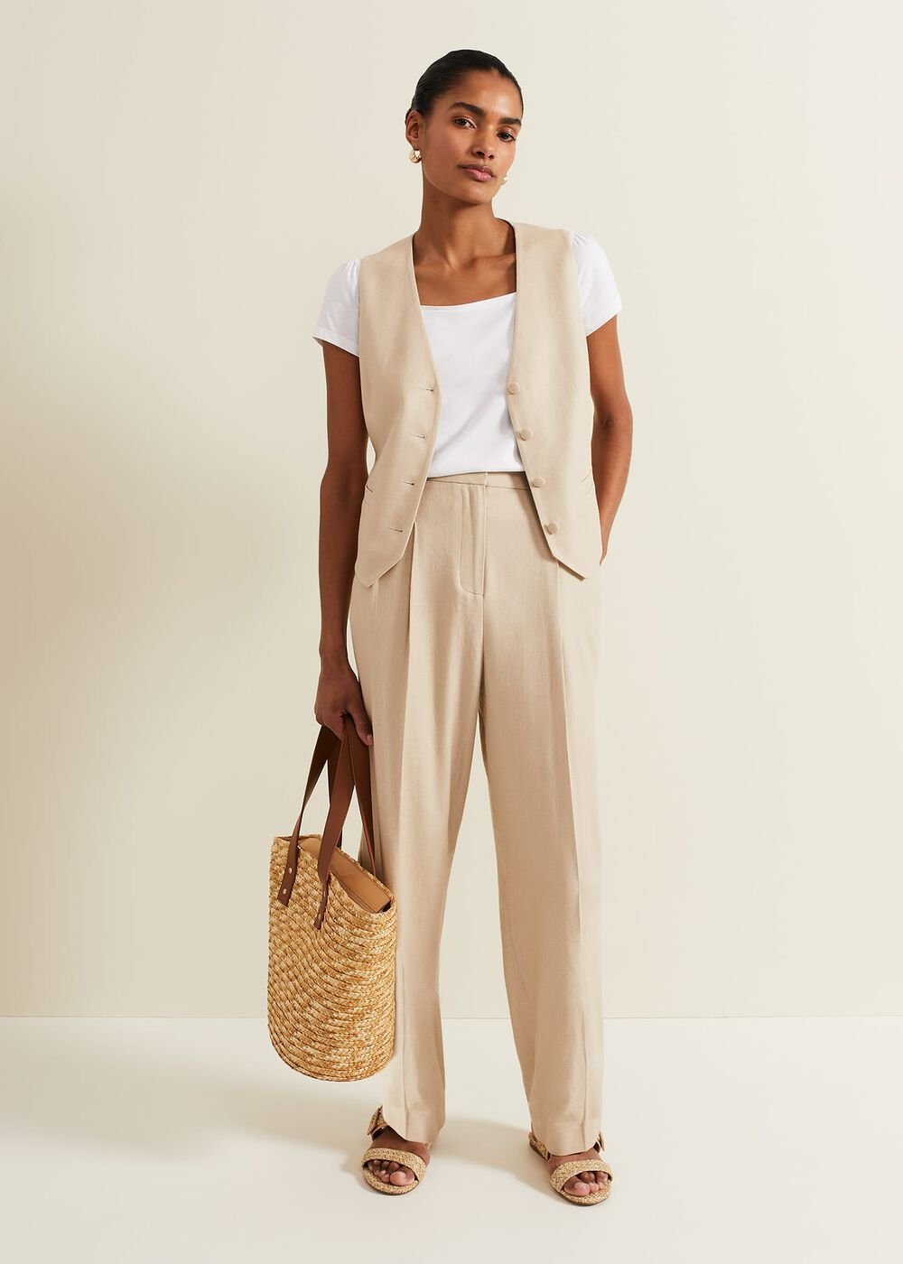 Addison Linen Waistcoat - Stone