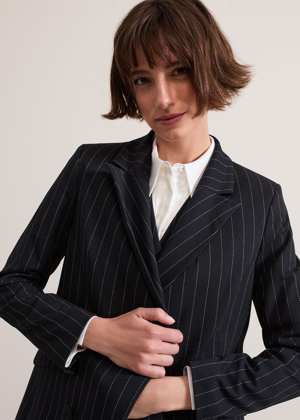 Pia Pinstripe Blazer - Navy