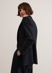 Pia Pinstripe Blazer - Navy