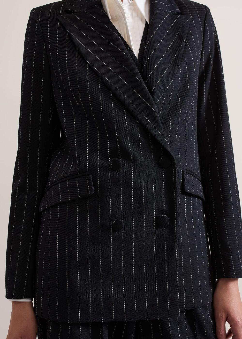 Pia Pinstripe Blazer - Navy