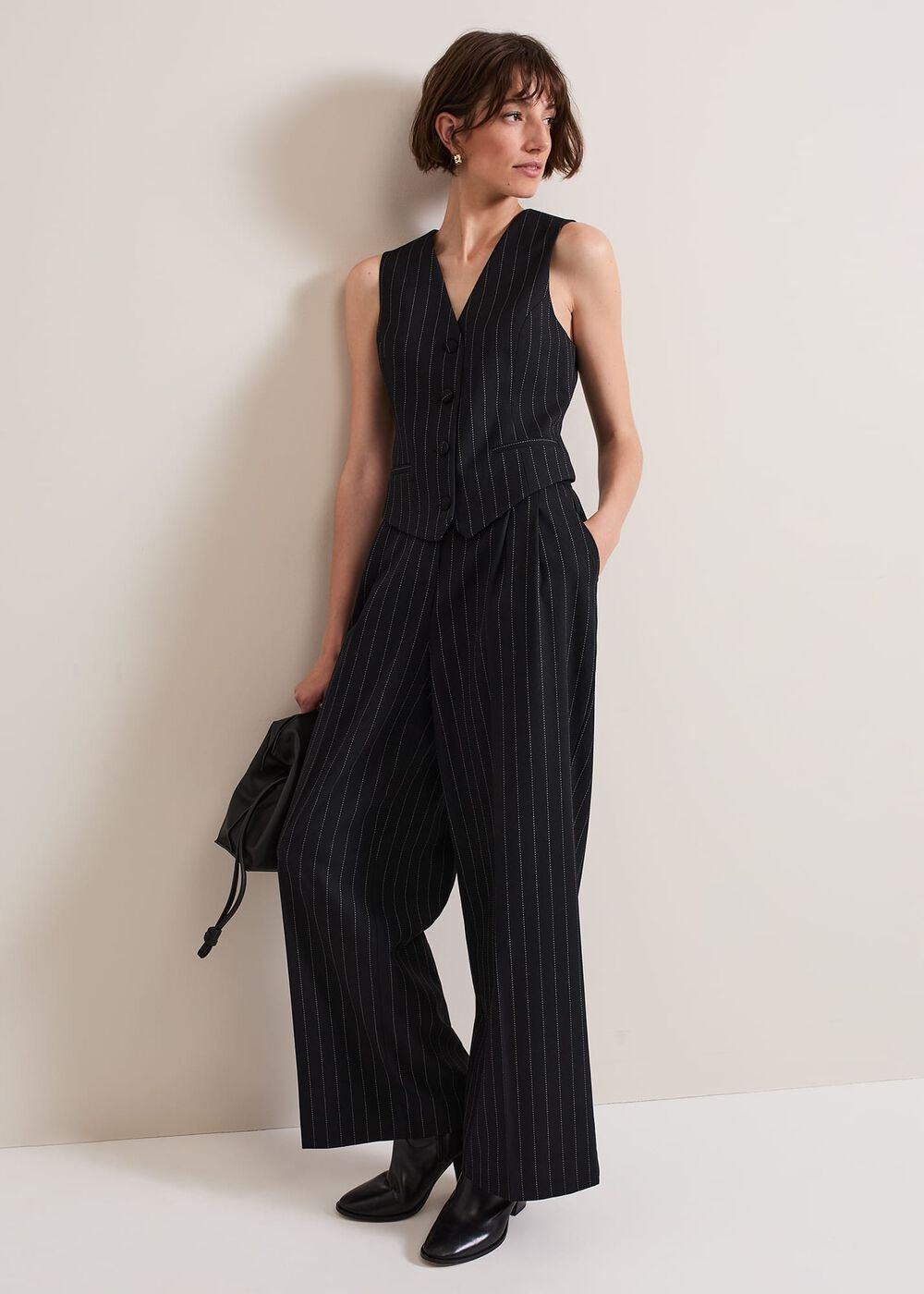 Pia Pinstripe Waistcoat - Navy