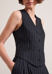 Pia Pinstripe Waistcoat - Navy